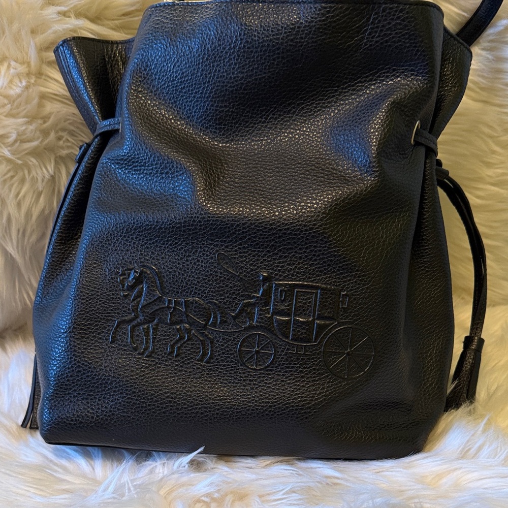 Coach Black Leather Bag - Andy - Embossed Horses & Carriage